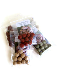 MOSS GREEN felt beads - 10 pack