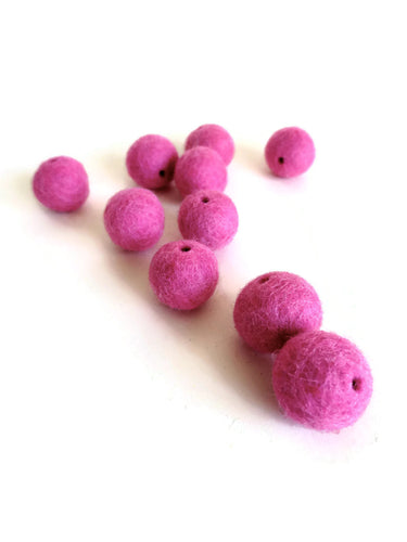ROSE PINK felt beads - 10 pack