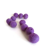 Load image into Gallery viewer, VIOLET PURPLE felt beads - 10 pack
